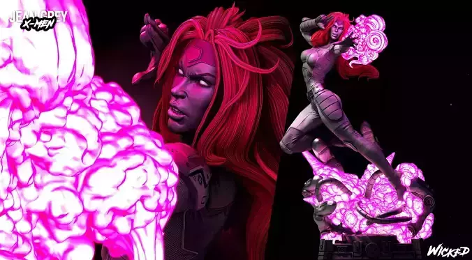 Wicked Marvel Jean Grey Sculpture ready for 3d printing