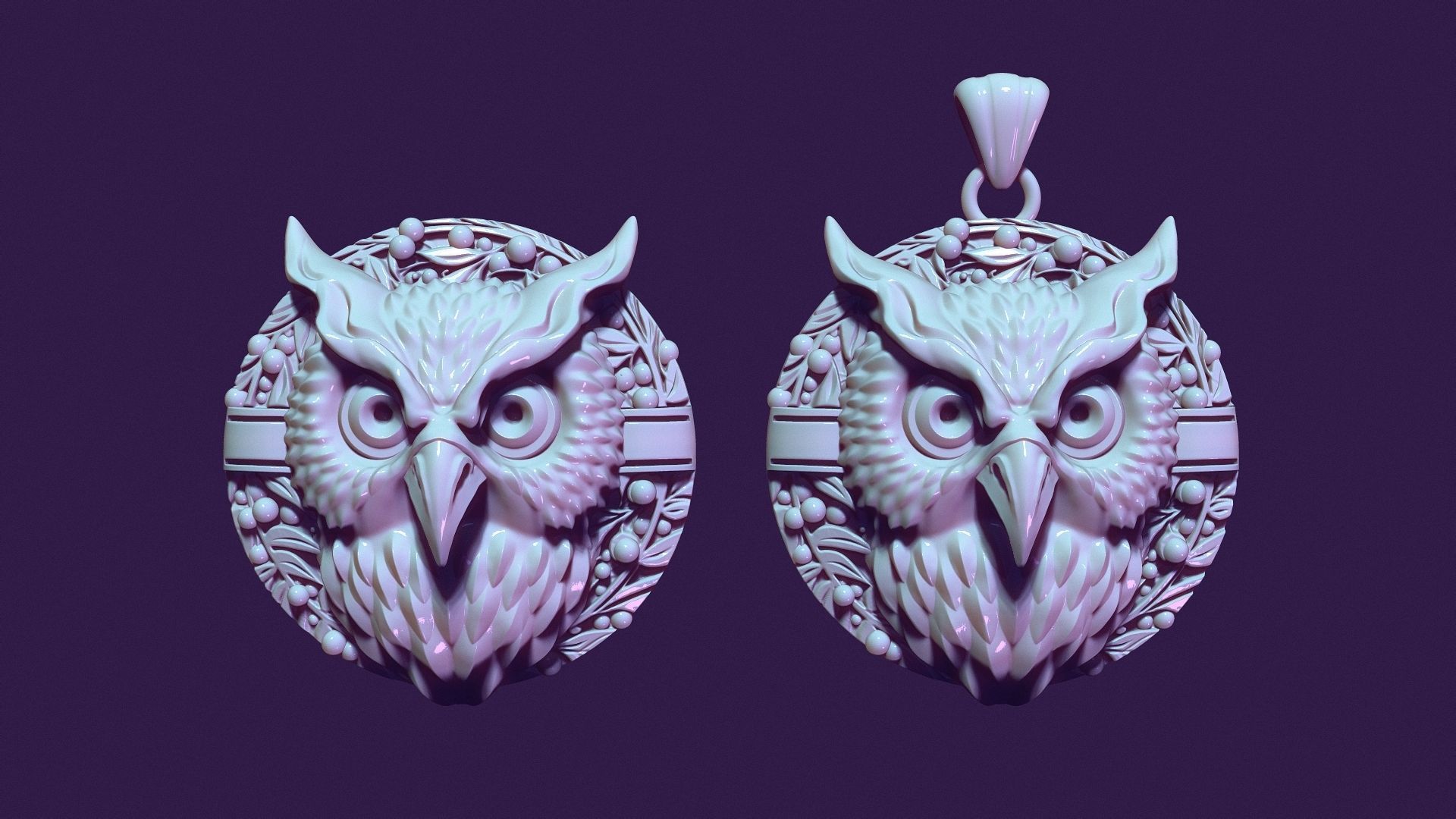 OWL medallion for casting 3D print model_3