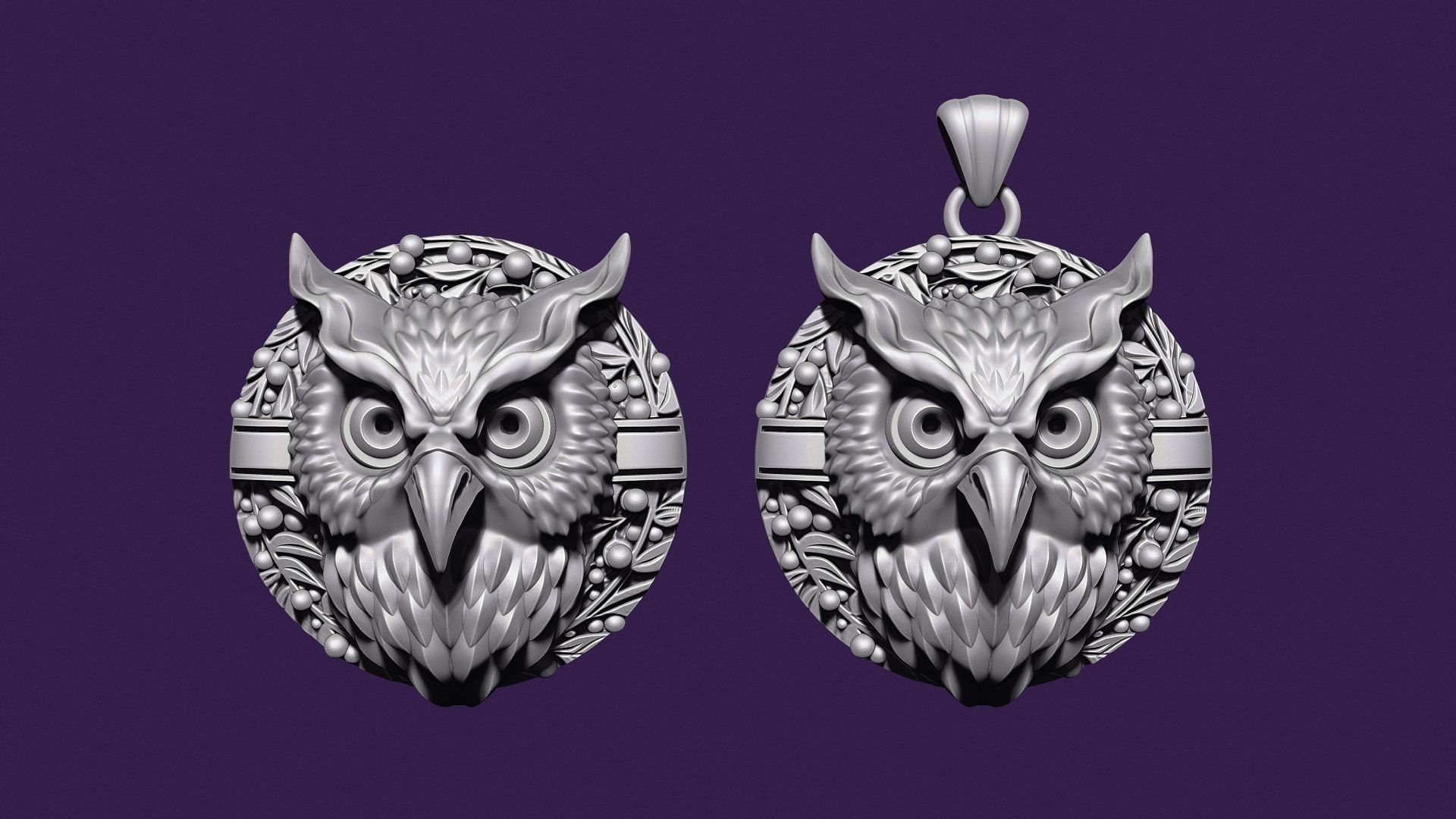 OWL medallion for casting 3D print model_10
