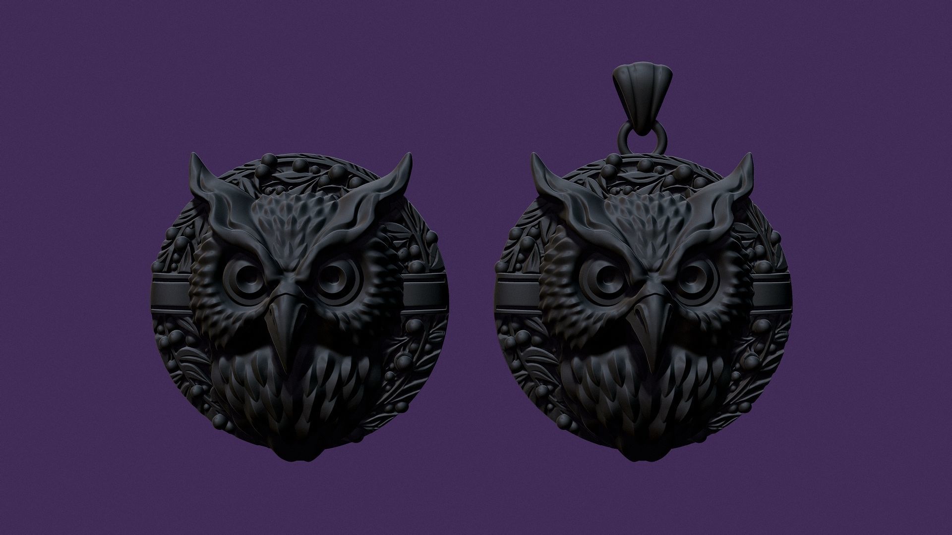OWL medallion for casting 3D print model_8