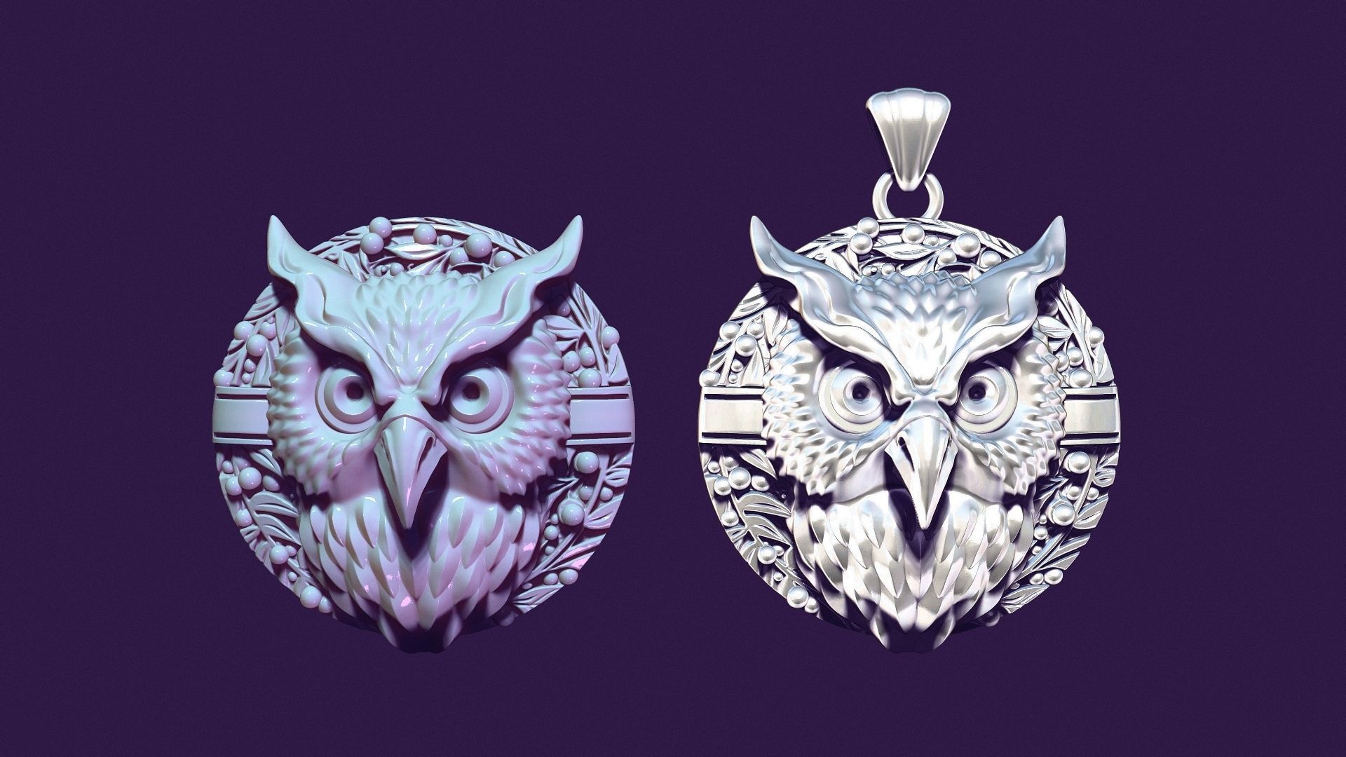 OWL medallion for casting 3D print model_4
