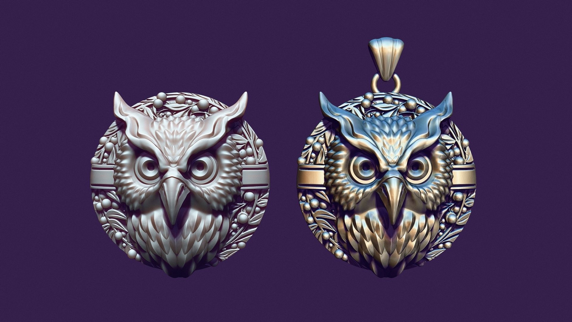 OWL medallion for casting 3D print model_6