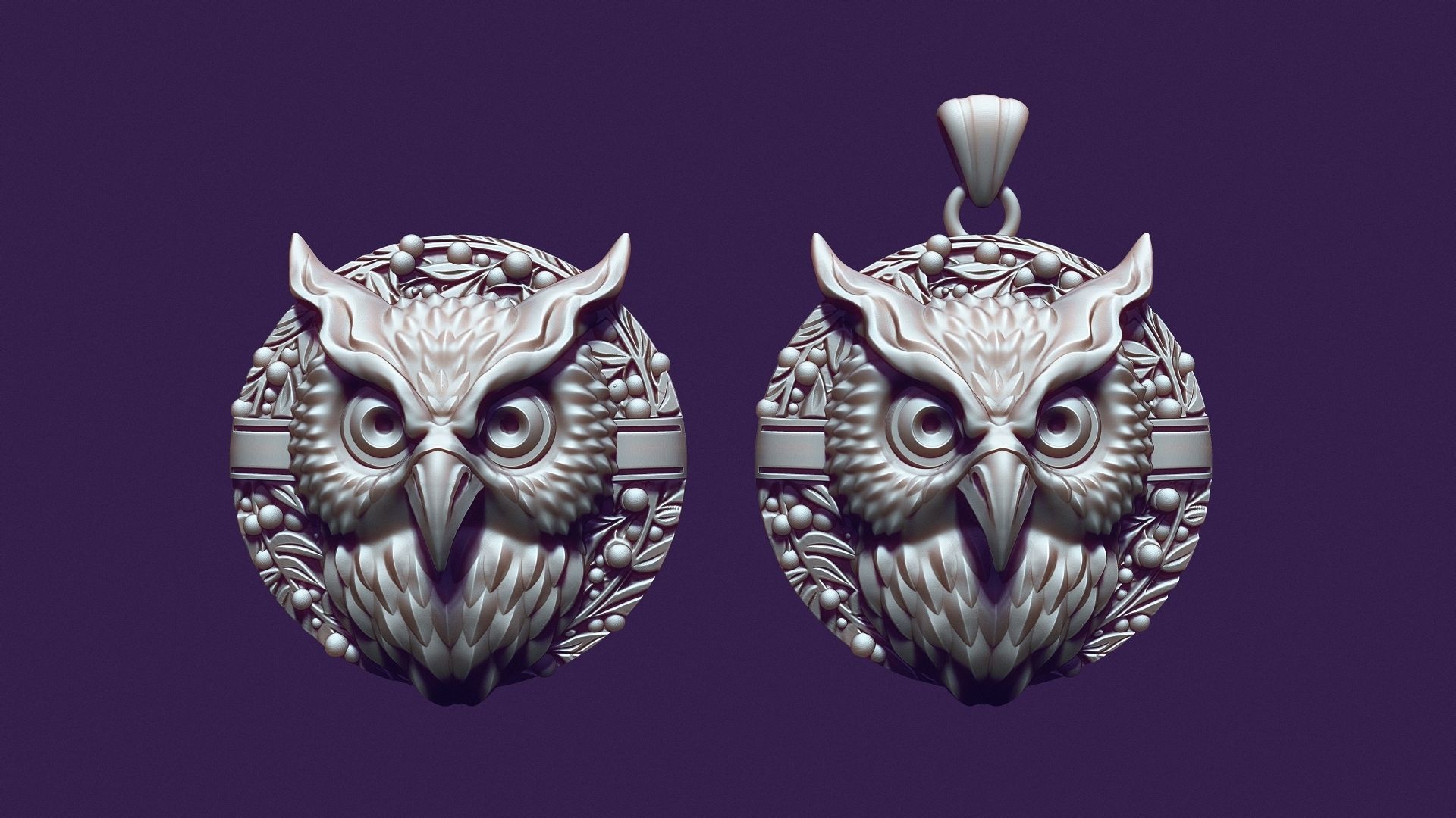 OWL medallion for casting 3D print model_7