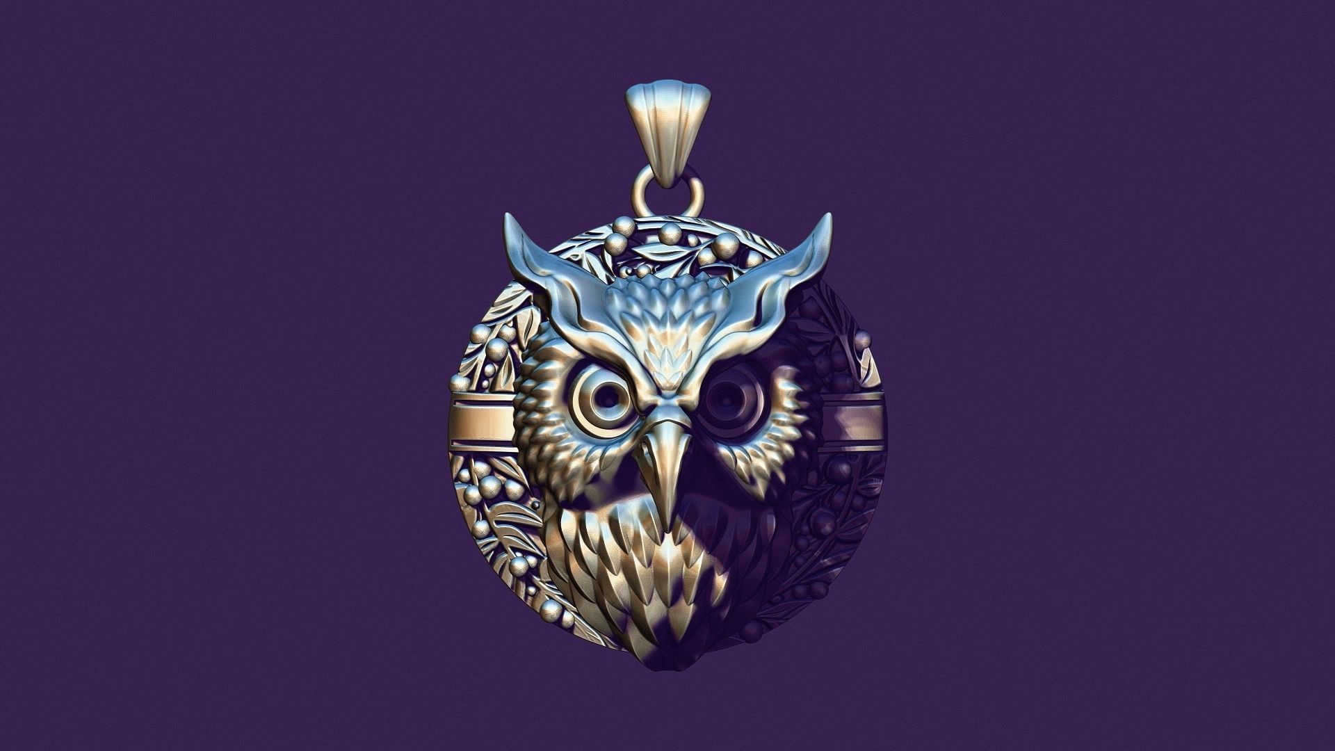 OWL medallion for casting 3D print model_2
