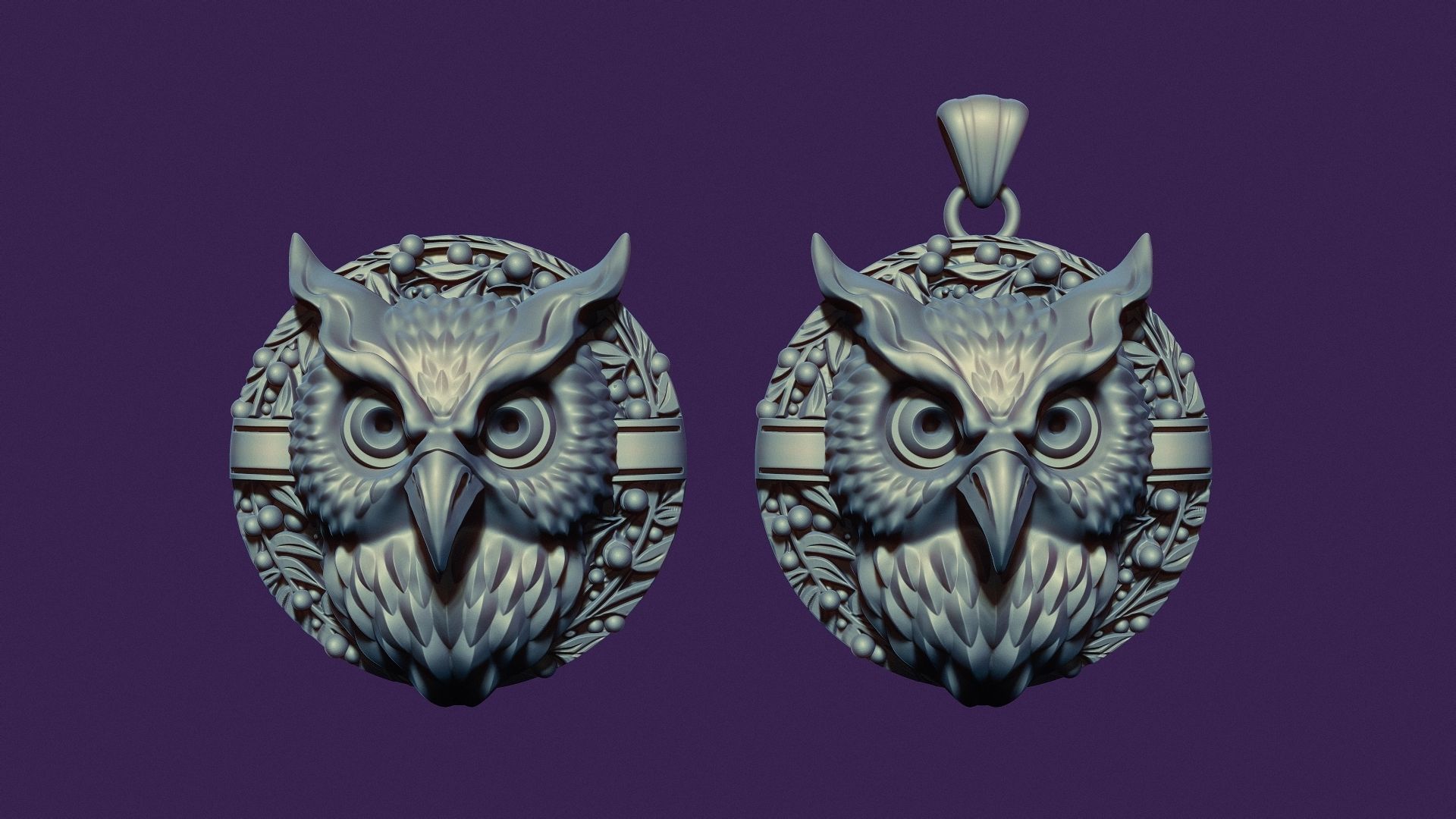 OWL medallion for casting 3D print model_11
