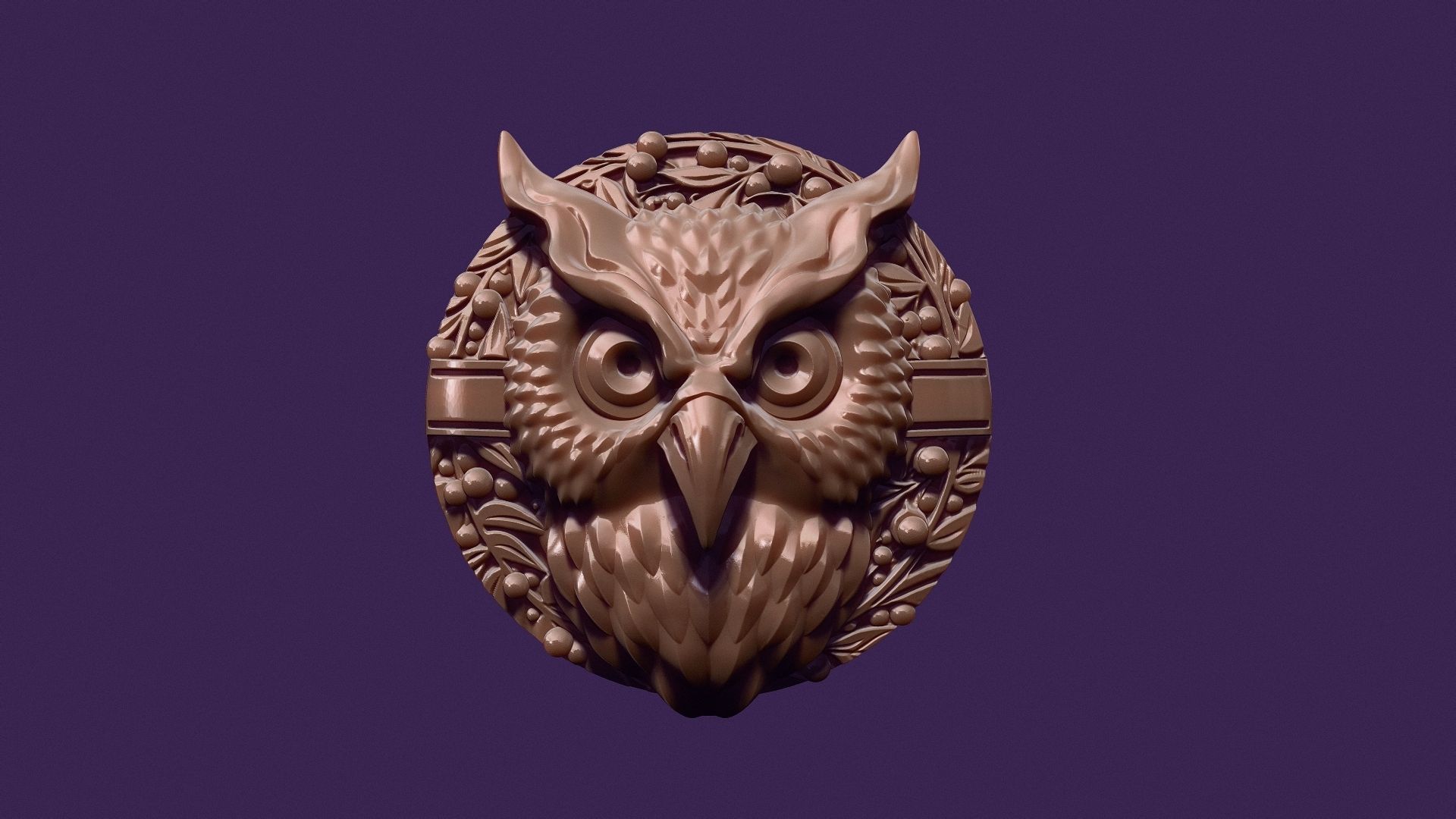 OWL medallion for casting 3D print model_16