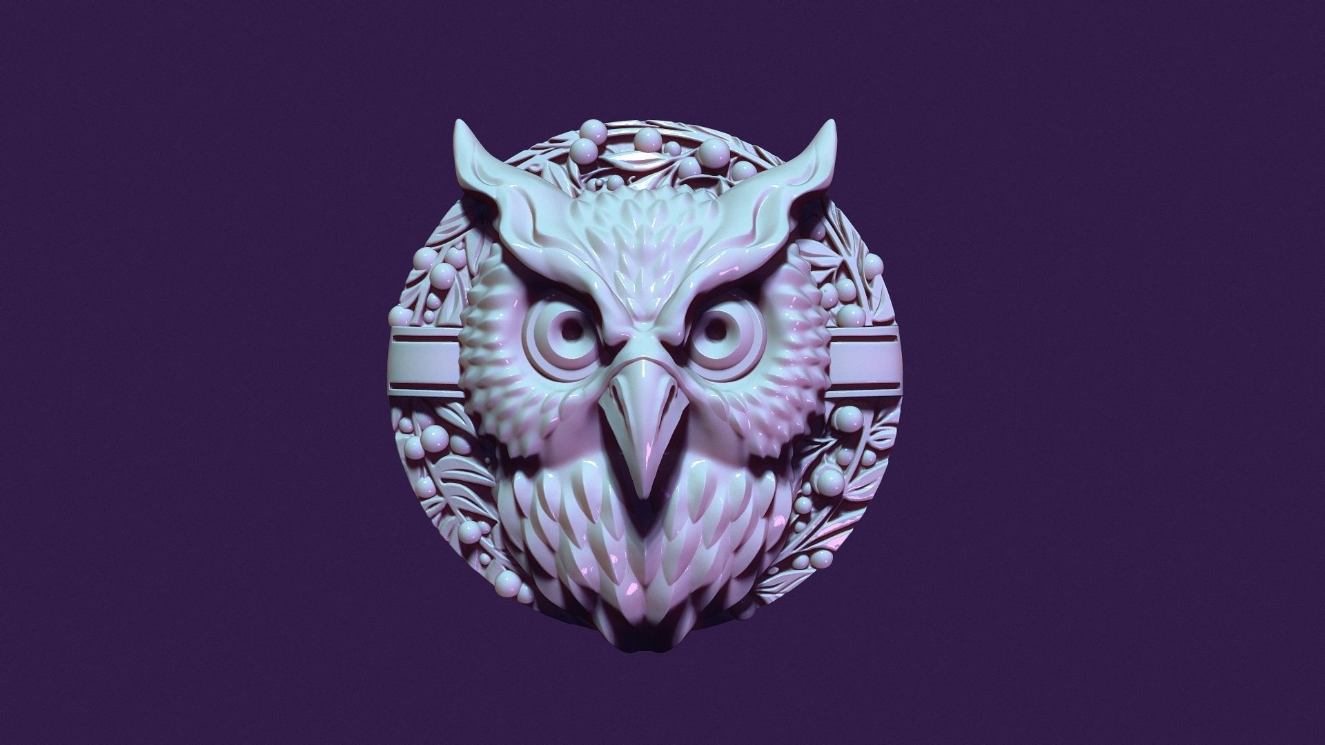 OWL medallion for casting 3D print model_15