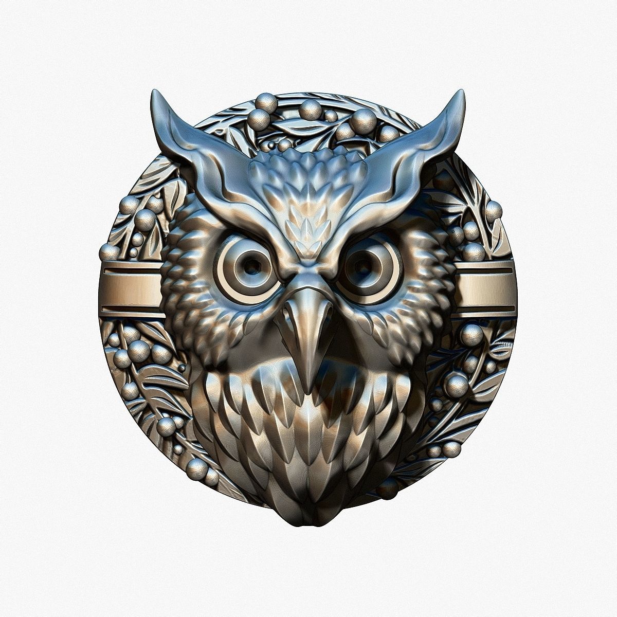 OWL medallion for casting 3D print model_17