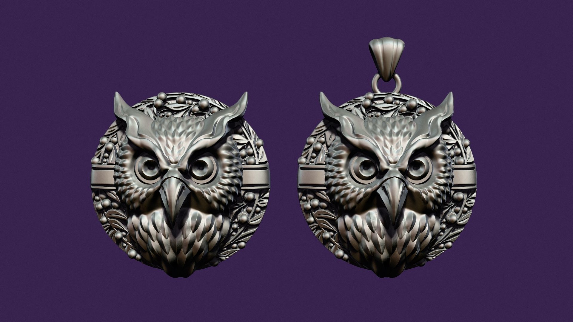 OWL medallion for casting 3D print model_9