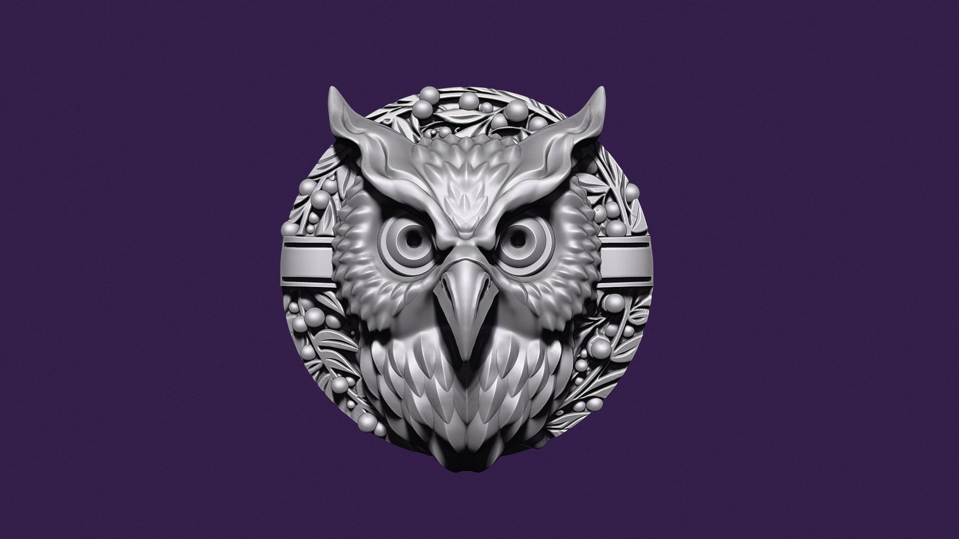 OWL medallion for casting 3D print model_14