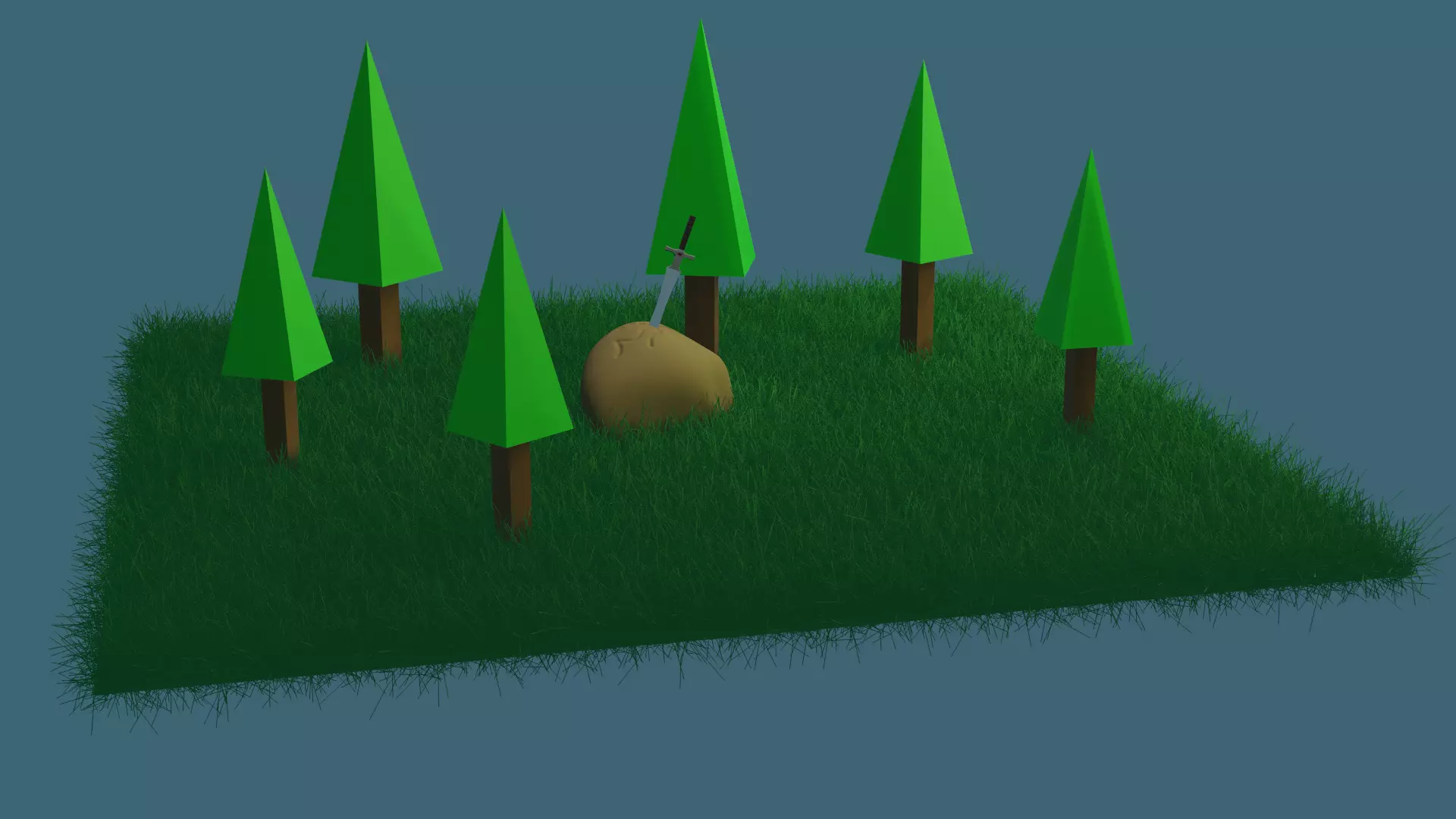 Sharp sword stuck in a rock Free 3D model