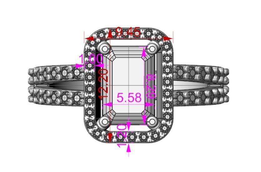 7 Diamonds Ring 3D print model_4