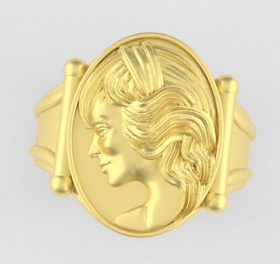 FACE AND CAMEO RING camafeo 3D print model_2