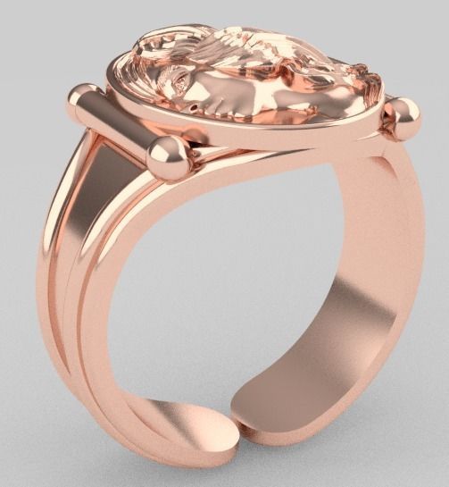 FACE AND CAMEO RING camafeo 3D print model_1
