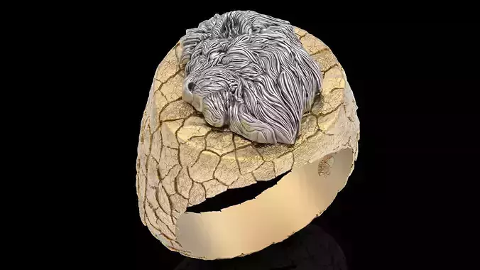 Rock  lion ring silver  gold jewelry 3D printable model