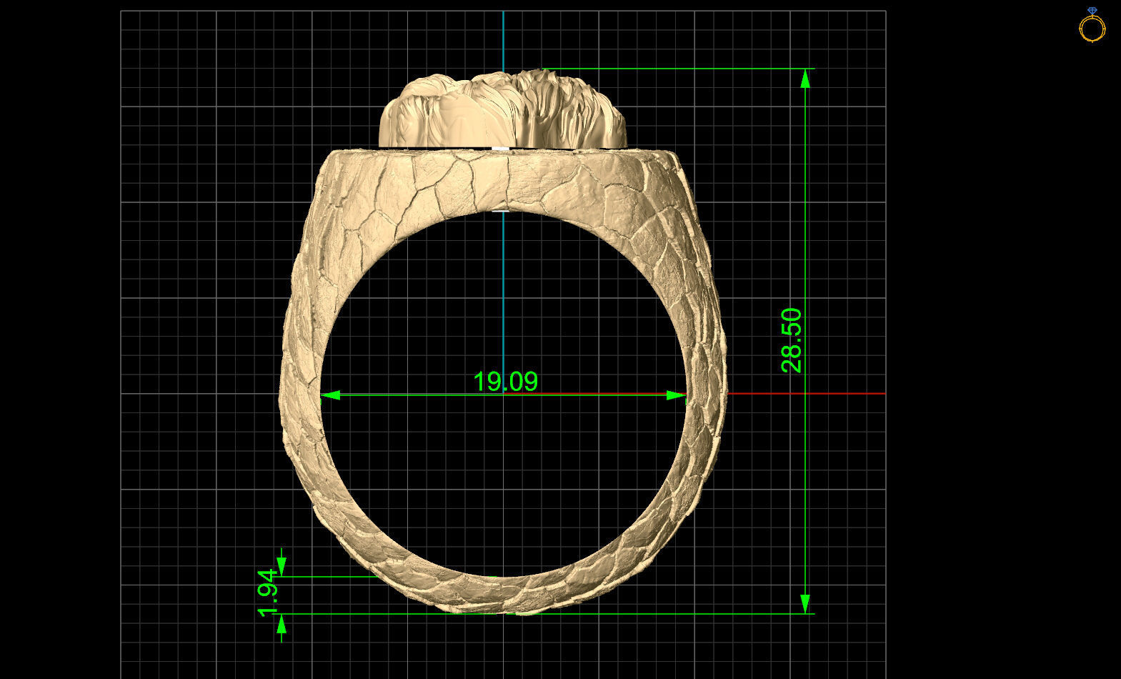 Rock  lion ring silver  gold jewelry 3D printable model 3D print model_9