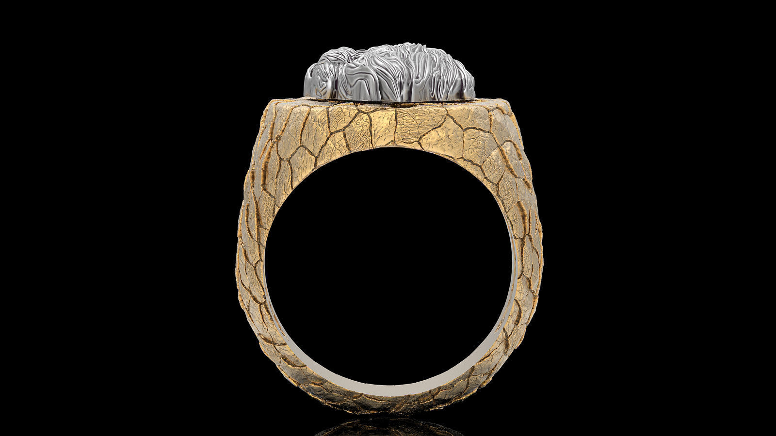 Rock  lion ring silver  gold jewelry 3D printable model 3D print model_4