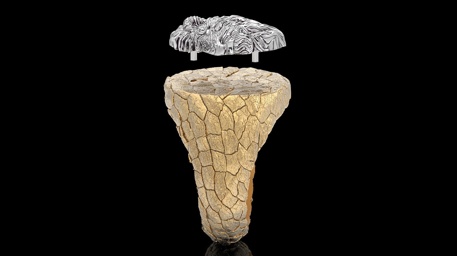 Rock  lion ring silver  gold jewelry 3D printable model 3D print model_6