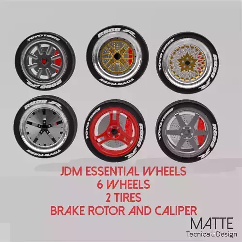 PACK OF 6 DIFFERENT JDM WHEELS AND TIRES FOR SCALE AUTOS 3D print model