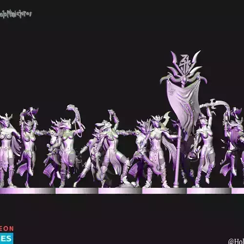 Dark elf witches unit 3D print model