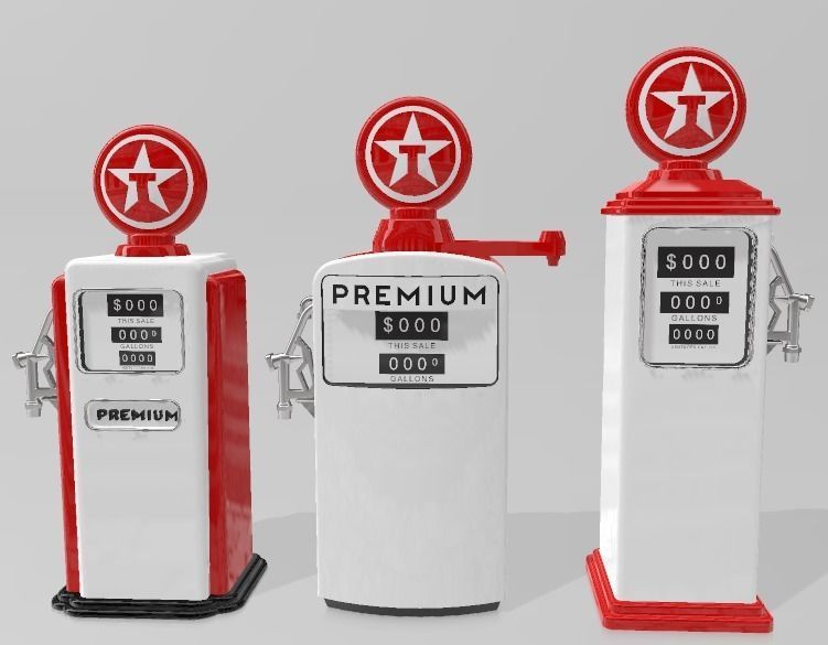 PACK OF 03 VINTAGE PETROL GAS FUEL PUMPS FOR DIORAMAS 3D print model_6