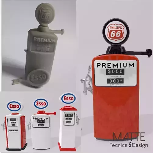 PACK OF 03 VINTAGE PETROL GAS FUEL PUMPS FOR DIORAMAS 3D print model