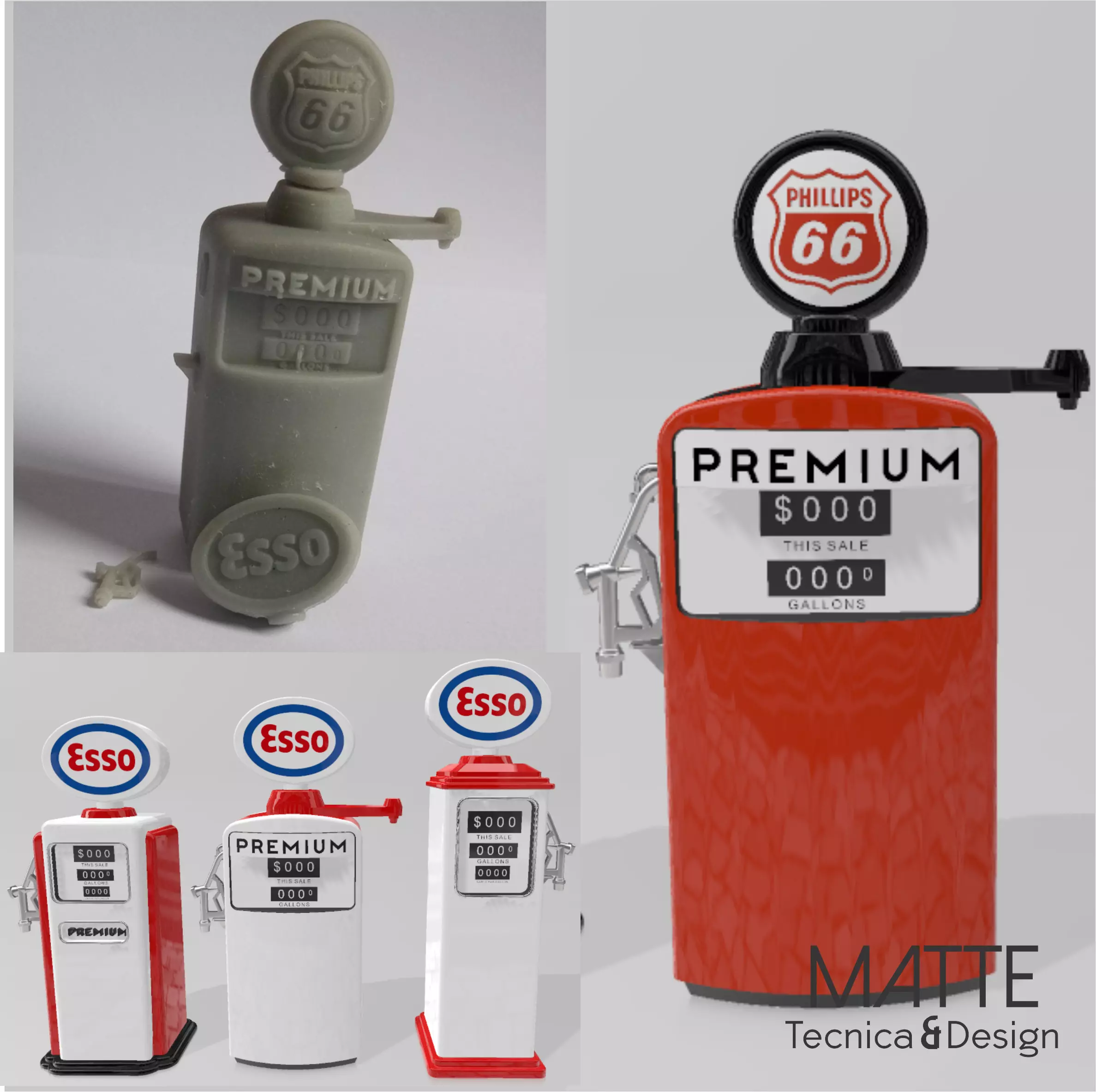 PACK OF 03 VINTAGE PETROL GAS FUEL PUMPS FOR DIORAMAS 3D print model_0