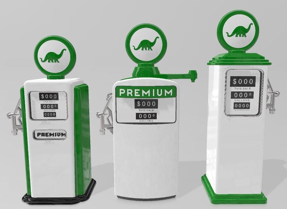 PACK OF 03 VINTAGE PETROL GAS FUEL PUMPS FOR DIORAMAS 3D print model_4