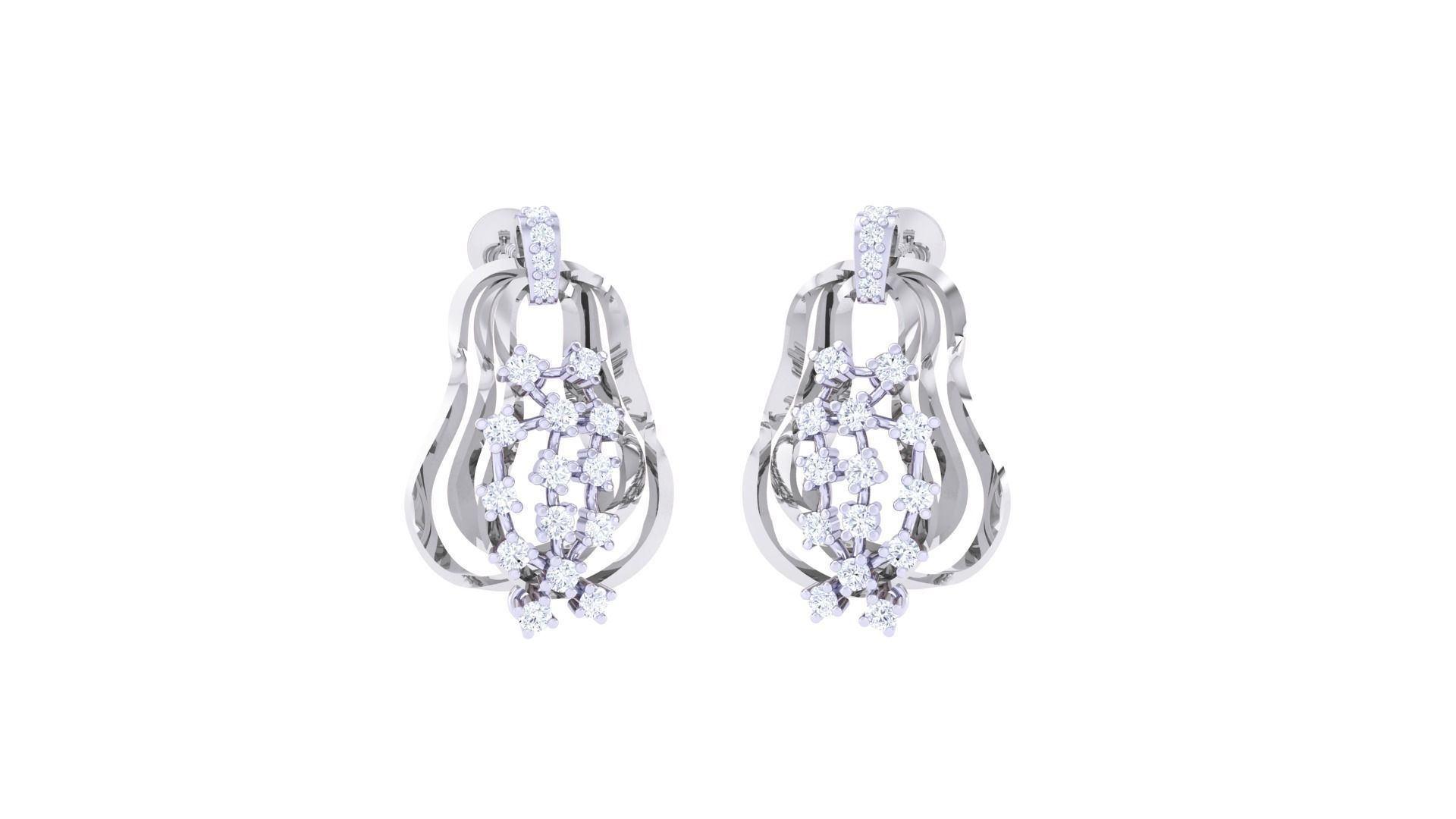 Women Pendant Earrings set 3dm stl obj gltf glb 3mf renders 3D print model_2