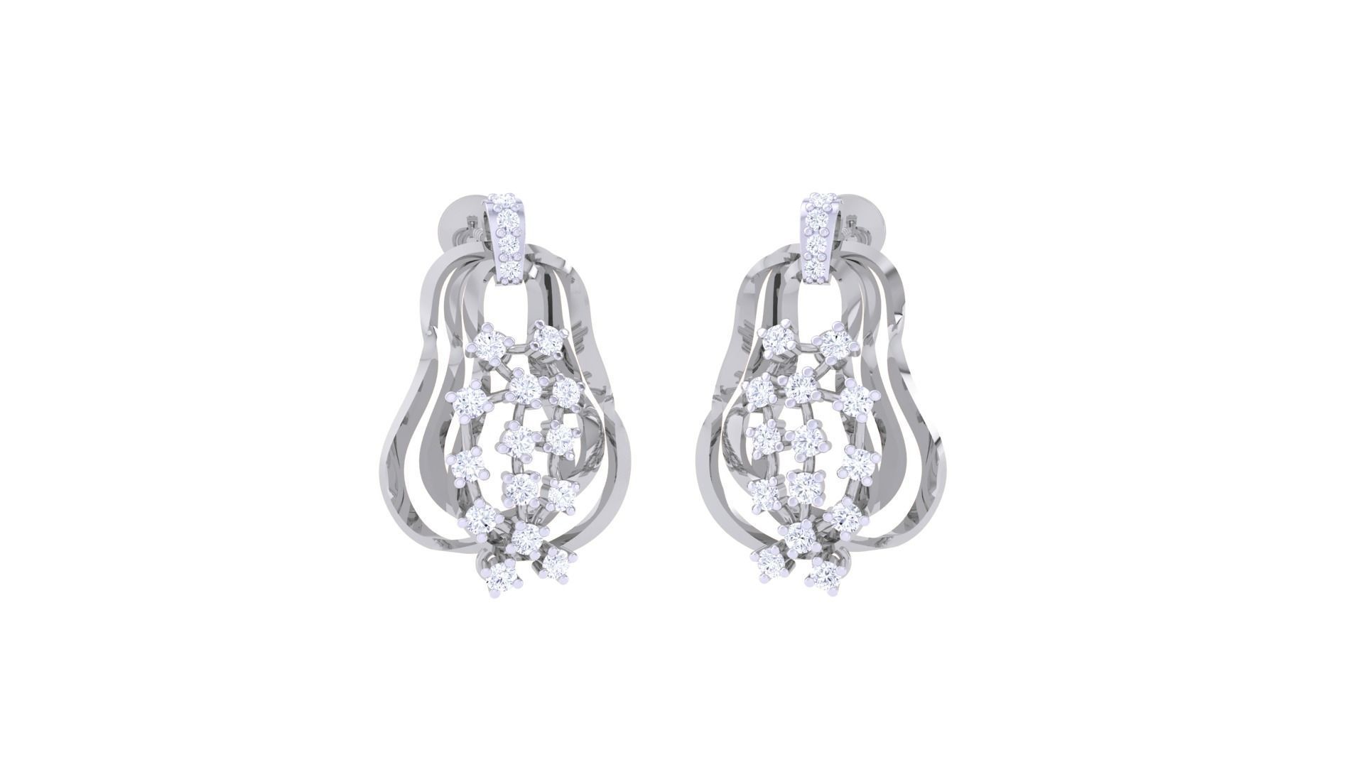 Women Pendant Earrings set 3dm stl obj gltf glb 3mf renders 3D print model_6