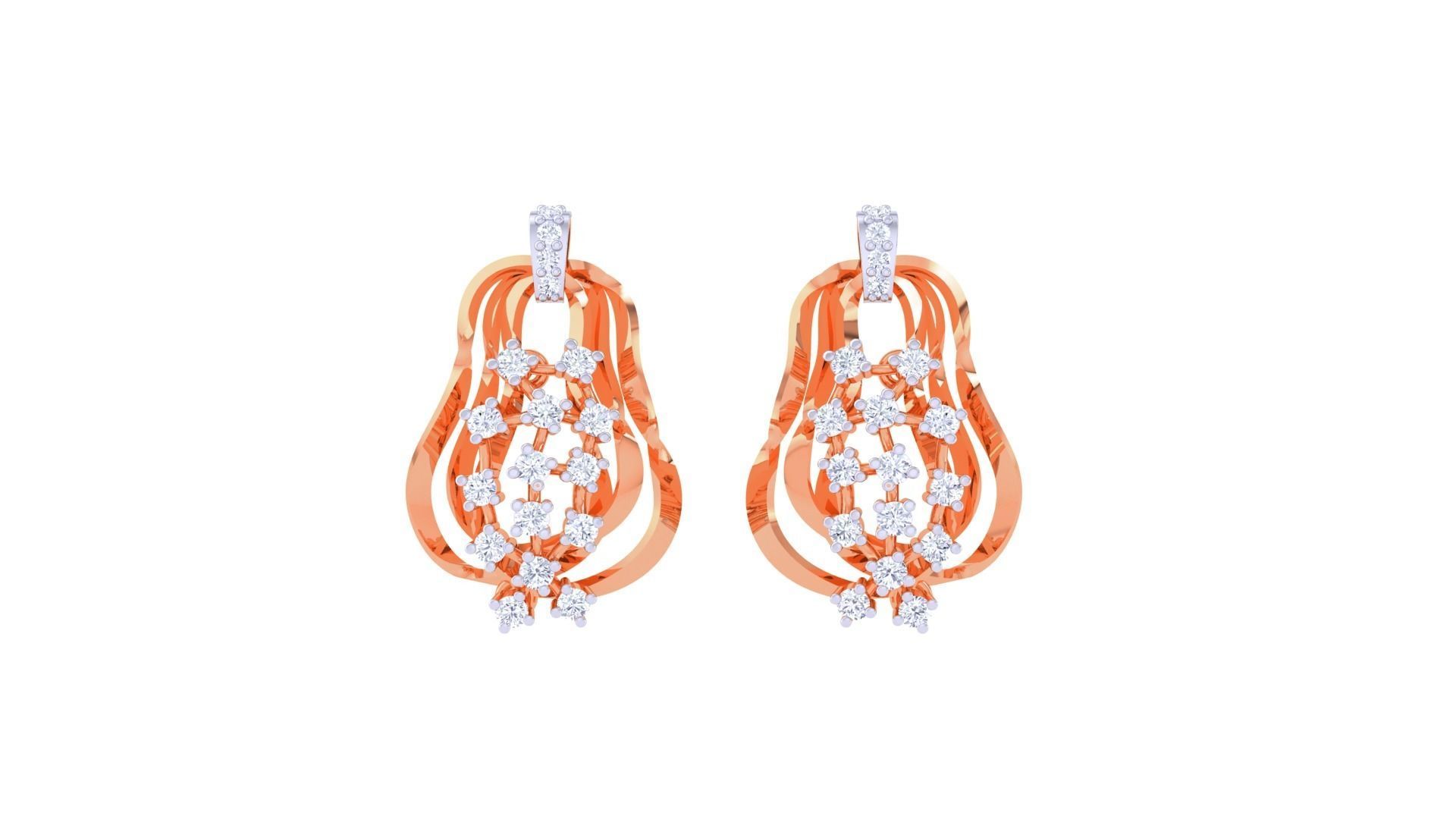 Women Pendant Earrings set 3dm stl obj gltf glb 3mf renders 3D print model_10