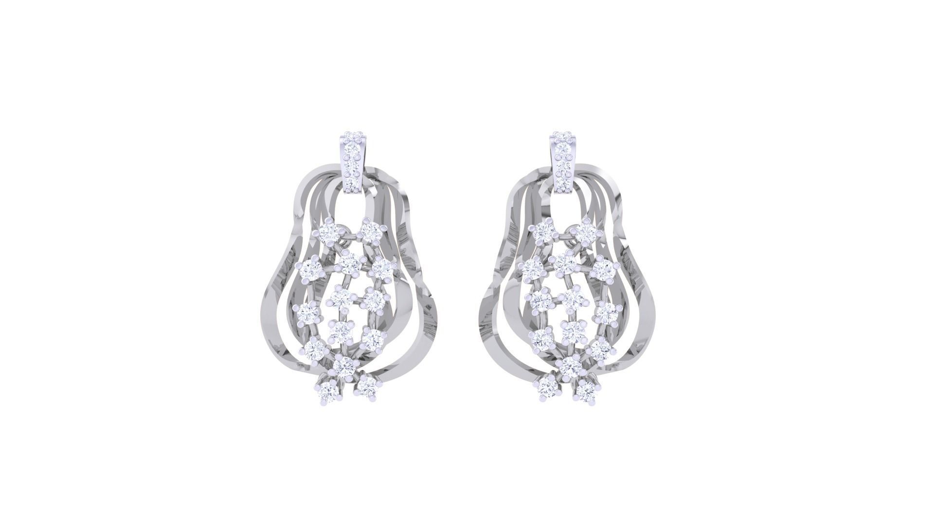 Women Pendant Earrings set 3dm stl obj gltf glb 3mf renders 3D print model_9