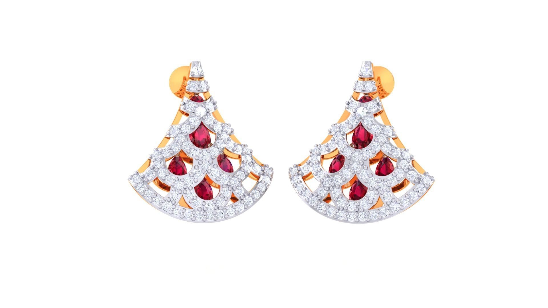 Women Pendant Earrings set 3dm stl obj gltf glb 3mf renders 3D print model_5