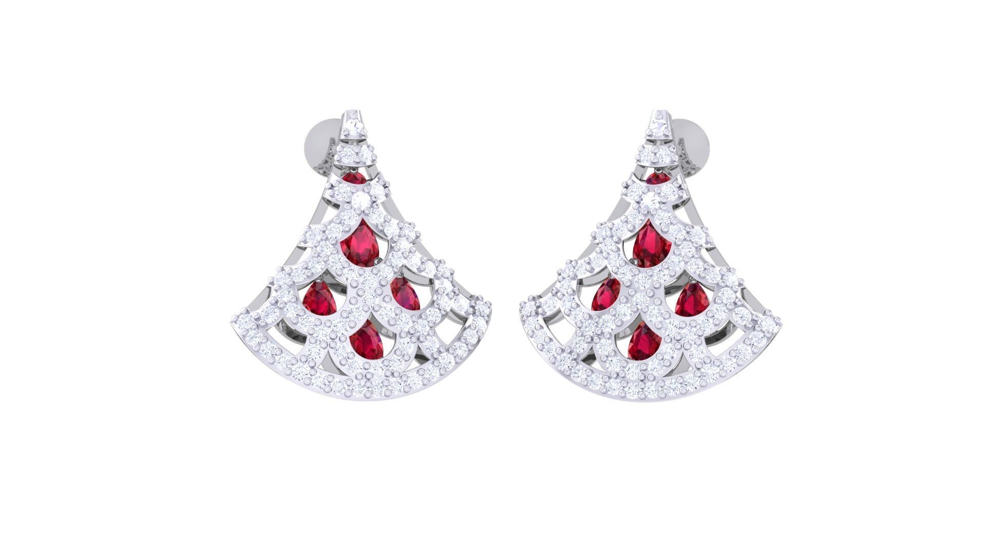 Women Pendant Earrings set 3dm stl obj gltf glb 3mf renders 3D print model_6