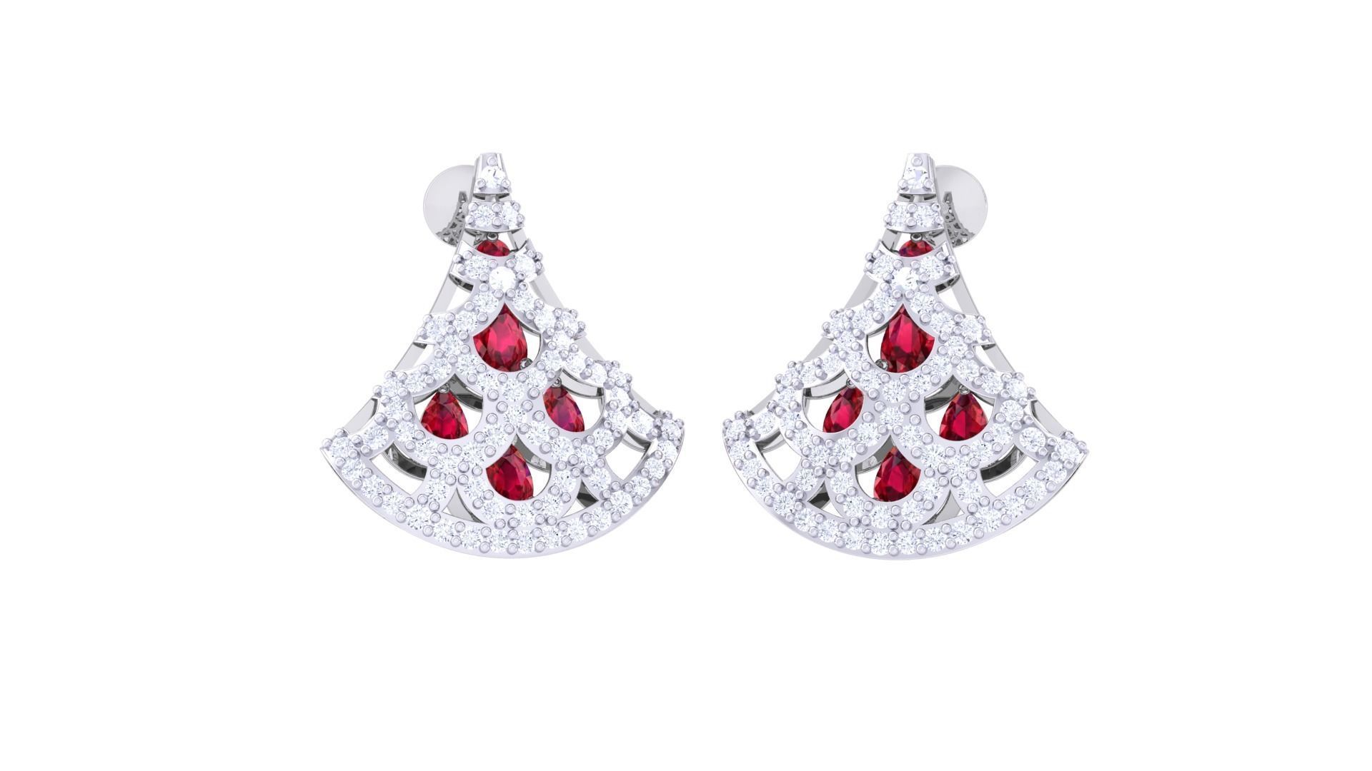 Women Pendant Earrings set 3dm stl obj gltf glb 3mf renders 3D print model_2