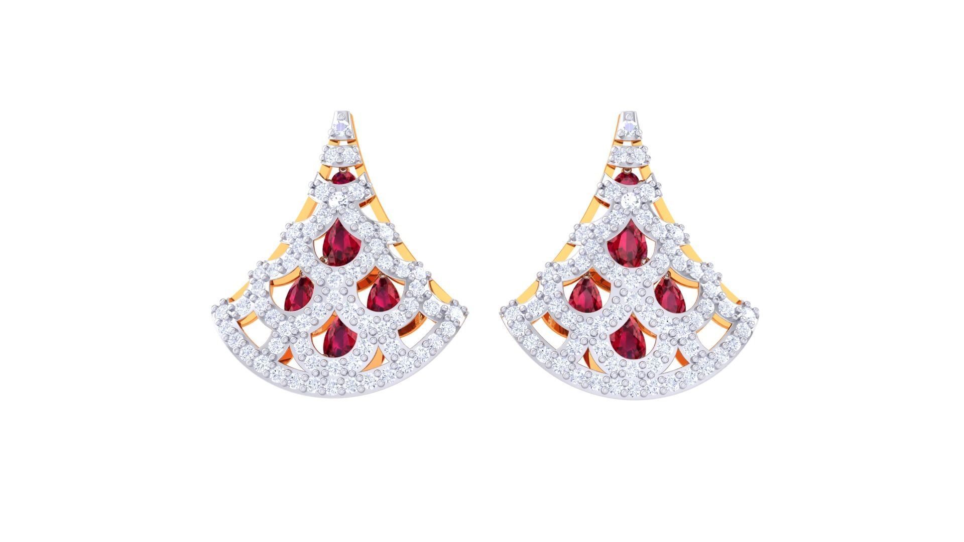 Women Pendant Earrings set 3dm stl obj gltf glb 3mf renders 3D print model_9