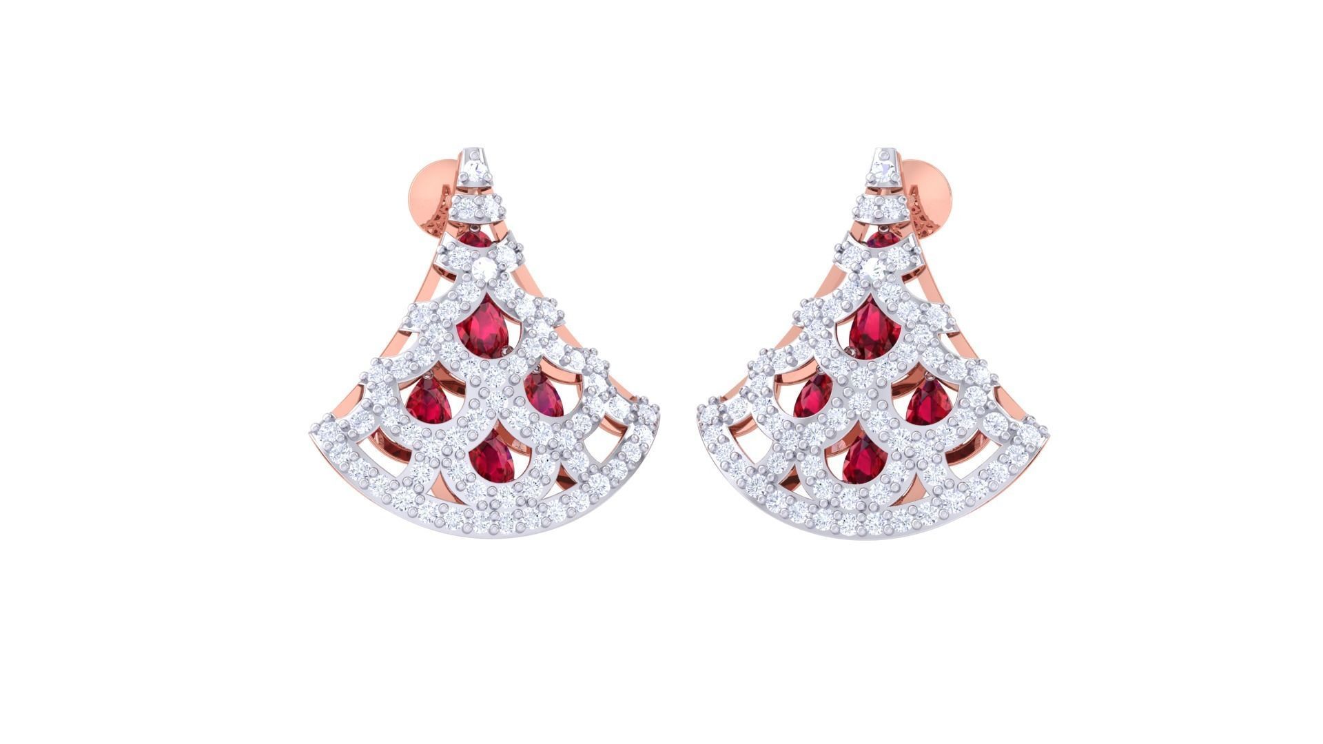 Women Pendant Earrings set 3dm stl obj gltf glb 3mf renders 3D print model_1