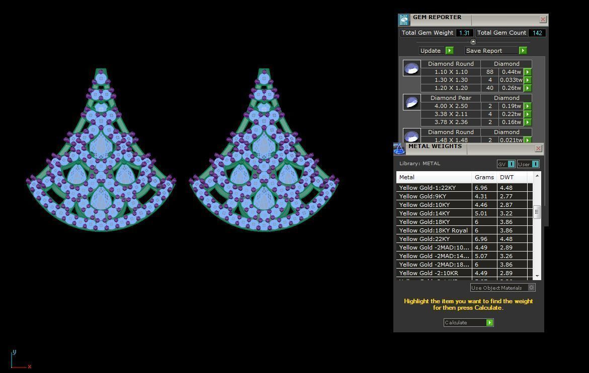 Women Pendant Earrings set 3dm stl obj gltf glb 3mf renders 3D print model_4