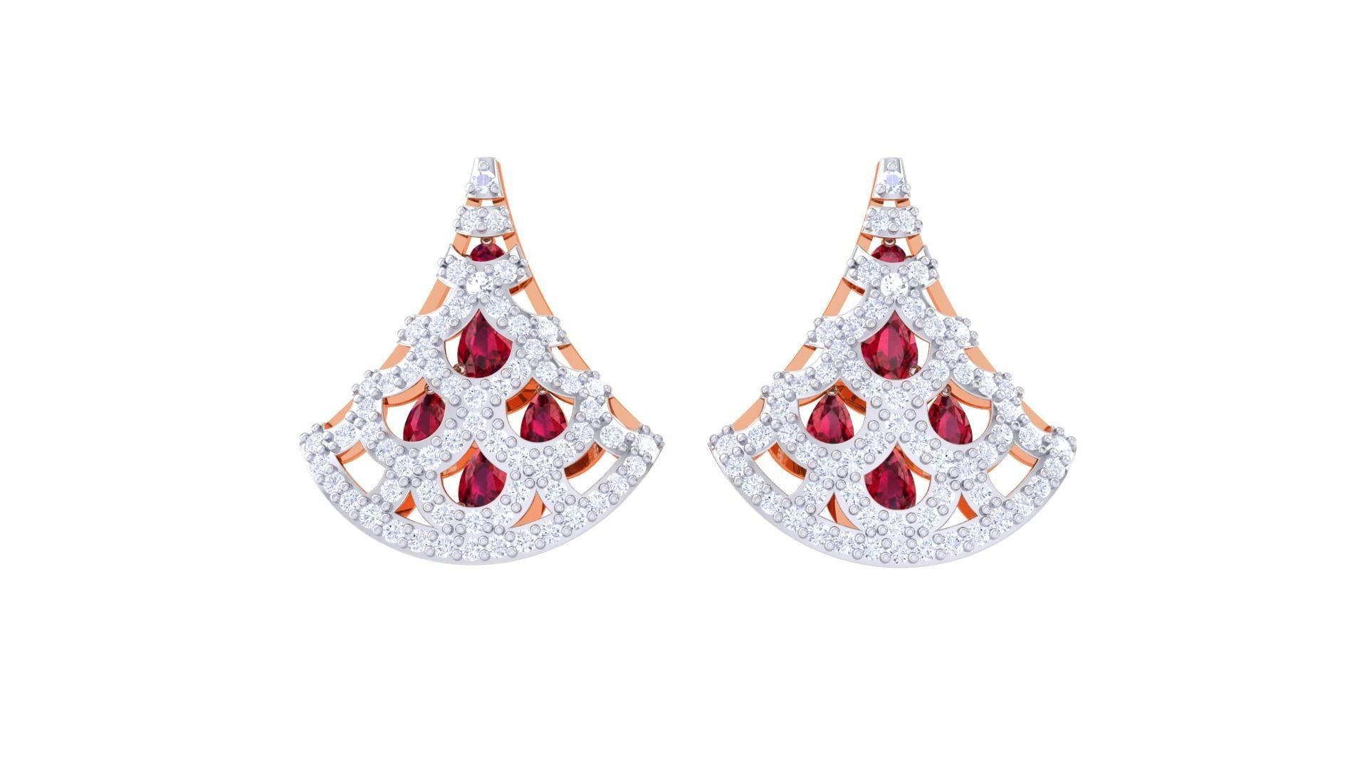 Women Pendant Earrings set 3dm stl obj gltf glb 3mf renders 3D print model_10