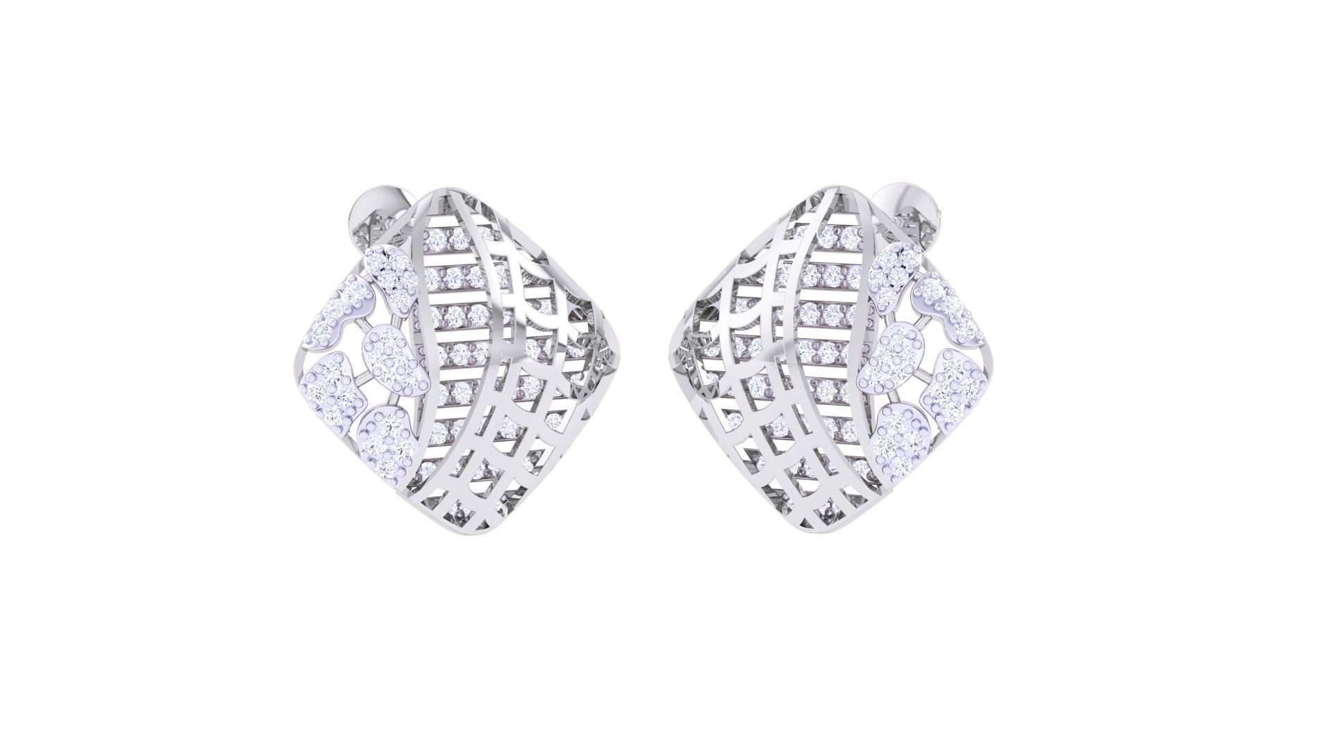 Mesh Women Pendant Earrings set 3dm stl obj gltf glb 3mf renders 3D print model_2