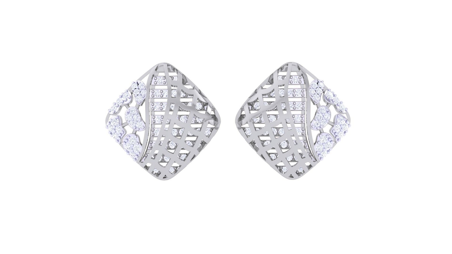 Mesh Women Pendant Earrings set 3dm stl obj gltf glb 3mf renders 3D print model_8