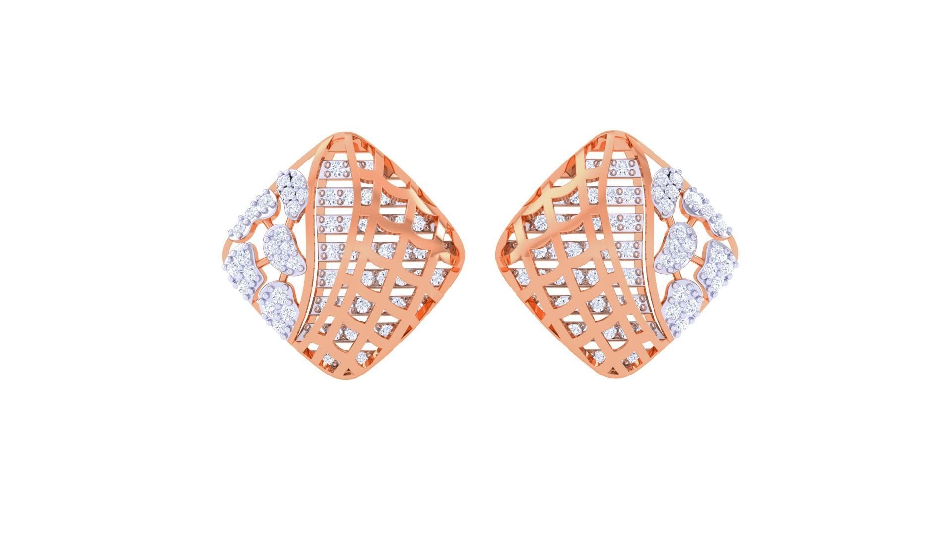 Mesh Women Pendant Earrings set 3dm stl obj gltf glb 3mf renders 3D print model_10