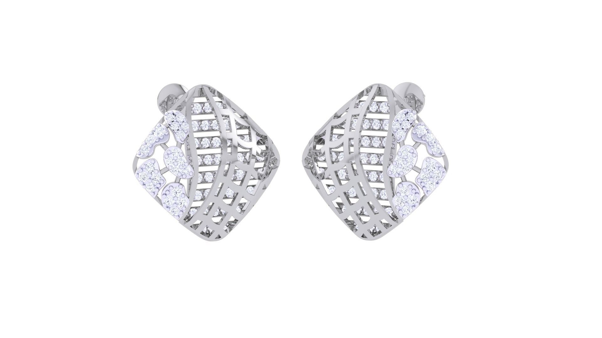 Mesh Women Pendant Earrings set 3dm stl obj gltf glb 3mf renders 3D print model_6