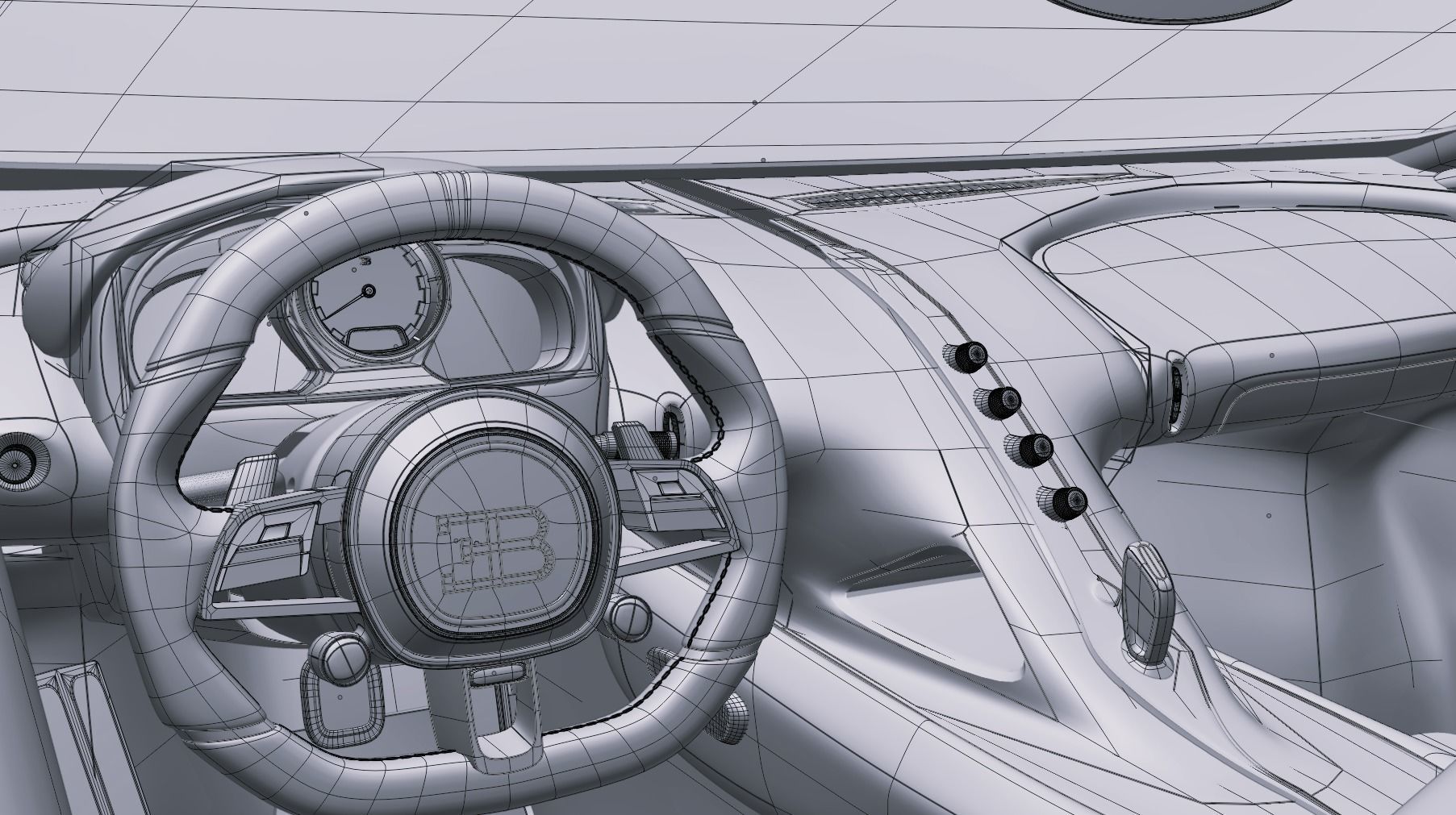 Bugatti Chiron with interrior  Game-ready 3D model_15