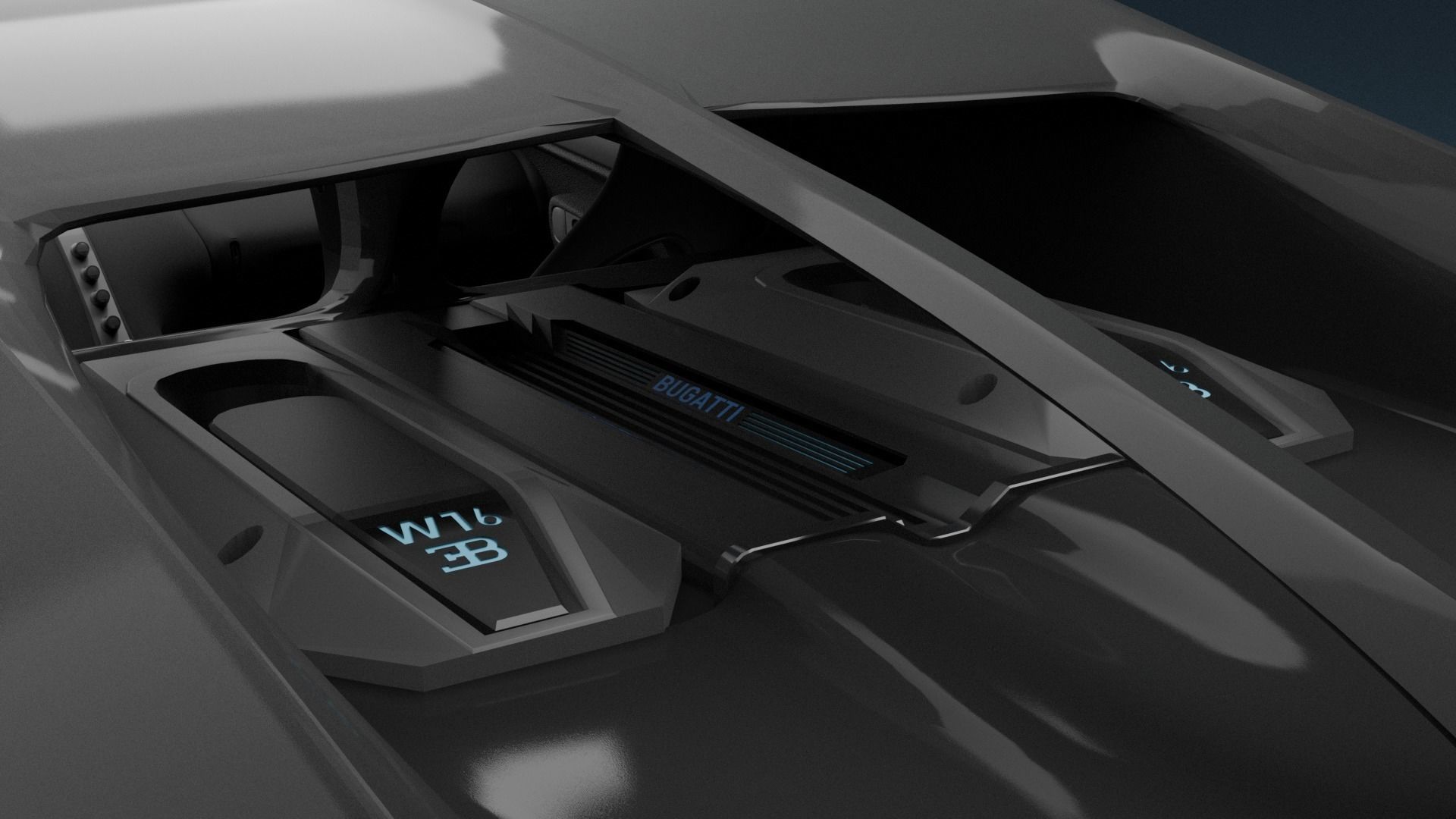 Bugatti Chiron with interrior  Game-ready 3D model_19