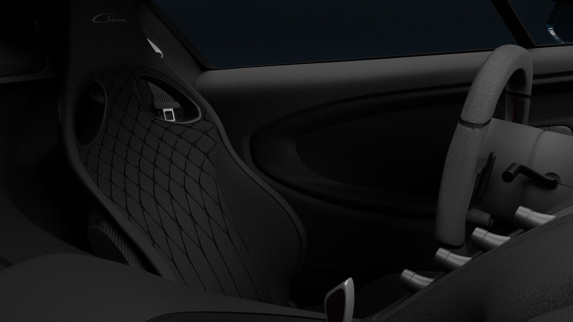 Bugatti Chiron with interrior  Game-ready 3D model_17