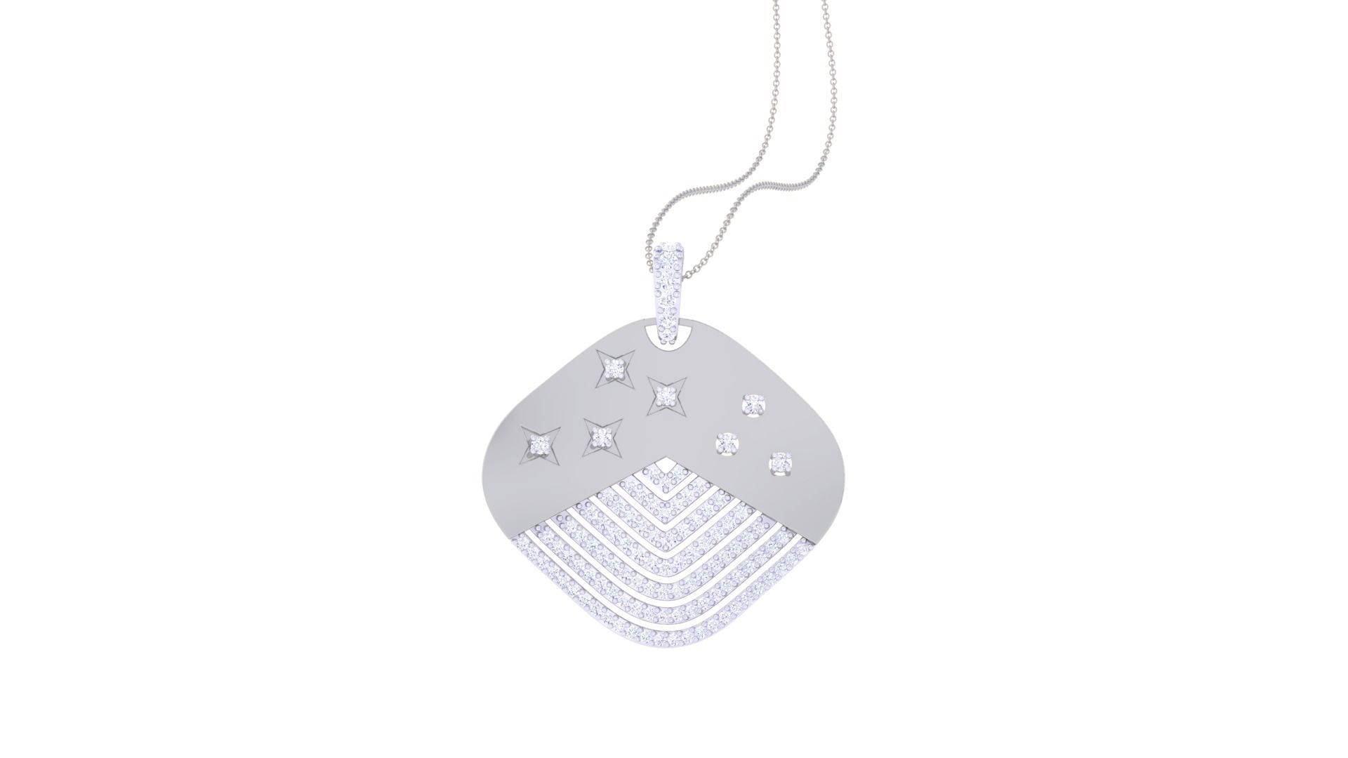 Star Diamond Head Women Pendant Earrings set 3dm stl obj gltf 3D print model_20