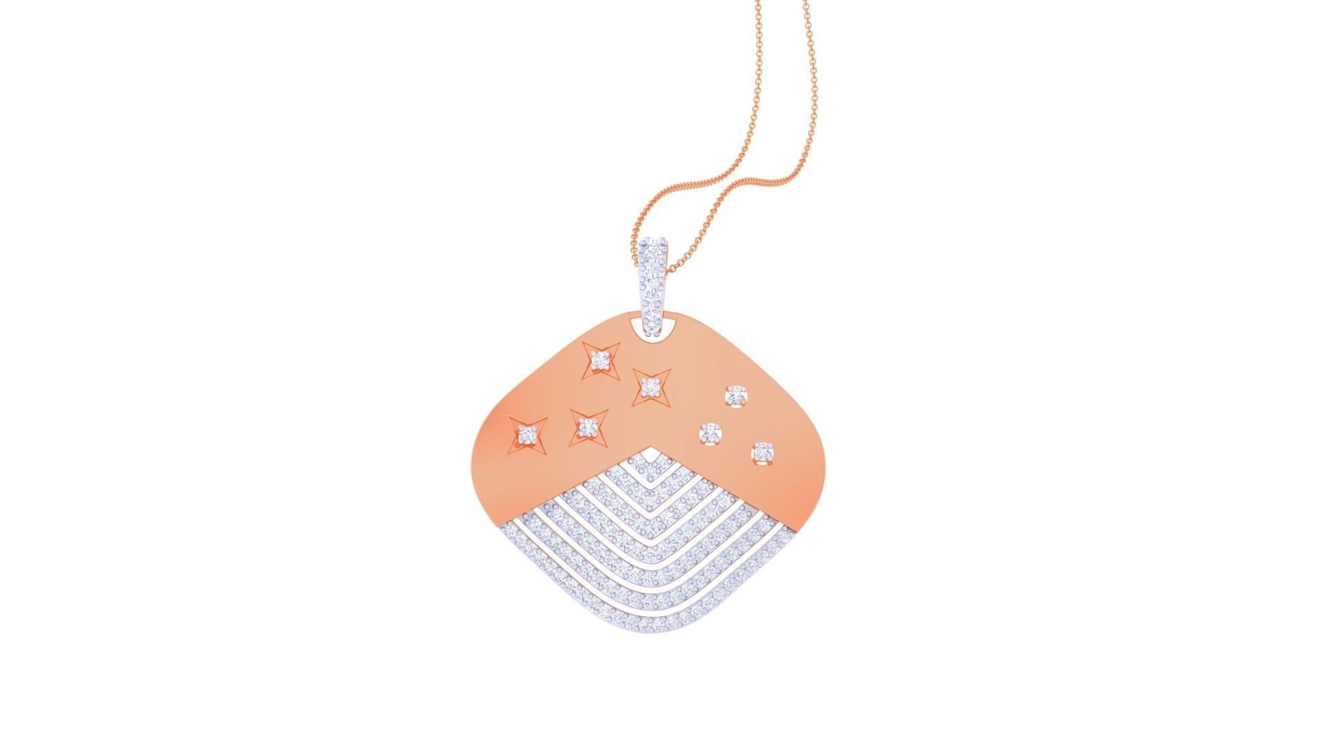 Star Diamond Head Women Pendant Earrings set 3dm stl obj gltf 3D print model_21