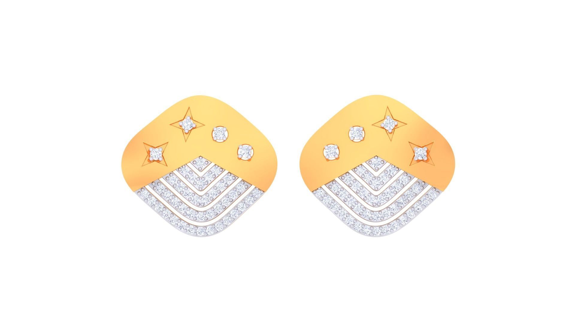 Star Diamond Head Women Pendant Earrings set 3dm stl obj gltf 3D print model_8