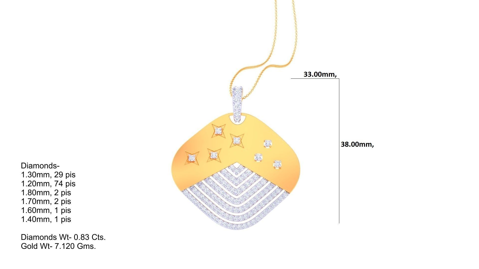 Star Diamond Head Women Pendant Earrings set 3dm stl obj gltf 3D print model_16